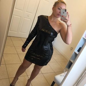 Black mini sequin dress